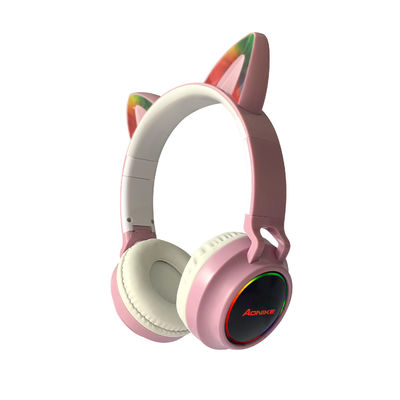 Đèn nháy sáng Tai mèo dễ thương Tai nghe Bluetooth không dây dành cho trẻ em gái Tai nghe âm thanh nổi có mic